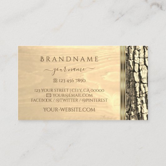 Naturbaum Holzkörner Verzierte Grenze und Logo Visitenkarte (Rückseite)