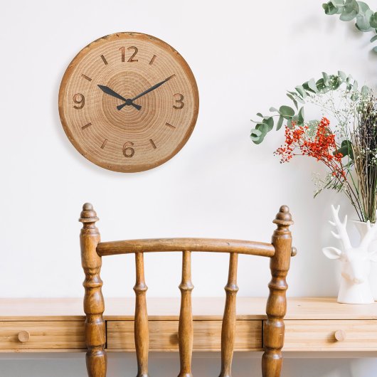 Naturbaumholz Slice Brown Rustikales Holzkorn Große Wanduhr