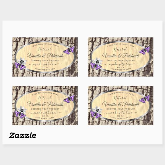 Naturbaumrinde mit Etiketten von Holzkörnern Rechteckiger Aufkleber (Blatt)