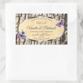 Naturbaumrinde mit Etiketten von Holzkörnern Rechteckiger Aufkleber (Tasche)