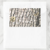 Naturbeige Tree Bark Gold Frame Produktkennzeichnu Rechteckiger Aufkleber (Tasche)