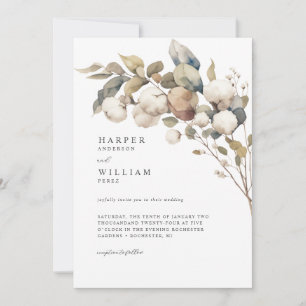 naturbelassene Baumwolle & Eukalyptus Hochzeit Einladung