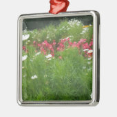 Naturblumenrosa und weiße Blume Gras Ornament Aus Metall (Links)