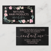 Naturblumenschwarz Handmade Haar Visitenkarte (Vorne/Hinten)