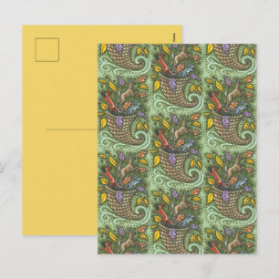 NATURBOUNTY WILDLIFE CORNUCOPIA, FOLK ART FEIERTAGSPOSTKARTE