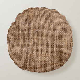 Naturbraune Burlap-Leinwand Grobgrunge Backgrou Rundes Kissen