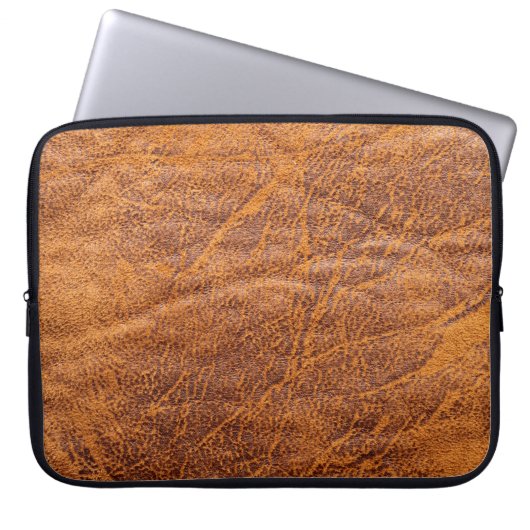 Naturbraune Ledertextur, Leder, Ski Laptopschutzhülle (Vorderseite)