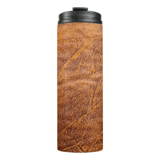 Naturbraune Ledertextur, Leder, Ski Thermosbecher (Vorderseite)