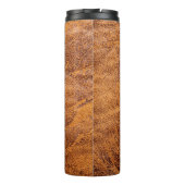 Naturbraune Ledertextur, Leder, Ski Thermosbecher (Rückseite)