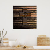Naturbraunes Holzkreuz Poster (Küche)