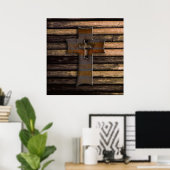 Naturbraunes Holzkreuz Poster (Heimbüro)