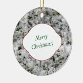 Naturdekorativer weißer Granitfelsen mit Text Keramikornament (Links)