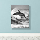 Naturdolphine spielen in den Wellen Leinwanddruck (Insitu (Holzboden))
