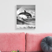 Naturdolphine spielen in den Wellen Leinwanddruck (Insitu (Wohnzimmer))