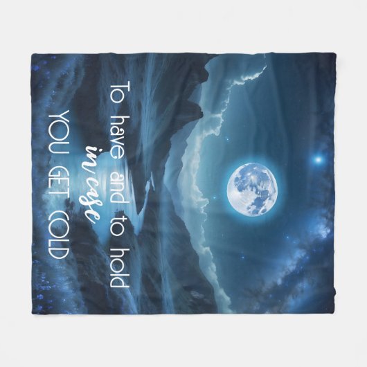 Nature Abstrakt Blue Celestial Night Moon River Fleecedecke (Vorderseite (Horizontal))
