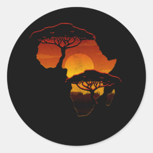 Nature Africa Country Map Sunset African Black Peo Runder Aufkleber