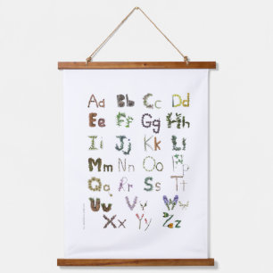 Nature Alphabet Kinderzimmer Dekoration Wandteppich Mit Holzrahmen