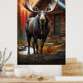 *~* Nature AP49 MOOSE Forest Hütte Cabin Poster (Küche)