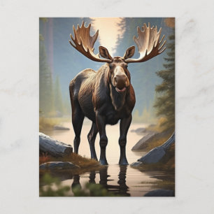 *~* Nature AP49 MOOSE Forest STREAM Woods Postkarte