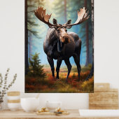 *~* Nature AP49 MOOSE Head Turned Forest Hütte Poster (Küche)