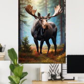 *~* Nature AP49 MOOSE Head Turned Forest Hütte Poster (Heimbüro)