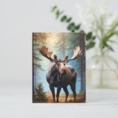 *~* Nature AP49 MOOSE Head Turned Forest Hütte Postkarte (Stehend Vorderseite)