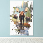 *~* Nature AP49 MOOSE Künstlerisch Forest Hütte Leinwanddruck (Insitu (Holzboden))