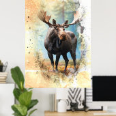 *~* Nature AP49 MOOSE Künstlerisch Forest Peach Gl Poster (Heimbüro)