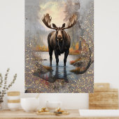 *~* Nature AP49 MOOSE Künstlerischer Waldbrand Poster (Küche)