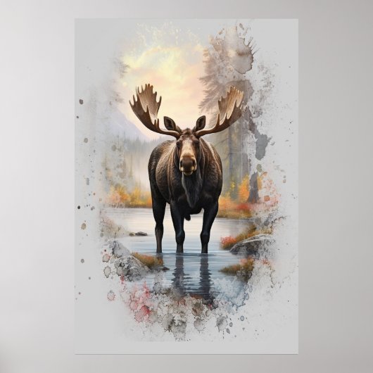 *~* Nature AP49 MOOSE Künstlerischer Waldstrom Poster (Vorne)