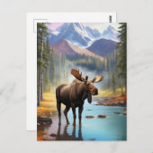 *~* Nature AP49 MOOSE Mountain Forest STREAM Postkarte (Vorne/Hinten)