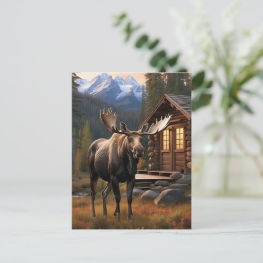 *~* Nature AP49 MOOSE Wald Dusk Mountains Postkarte (Stehend Vorderseite)
