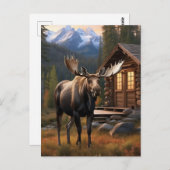 *~* Nature AP49 MOOSE Wald Dusk Mountains Postkarte (Vorne/Hinten)