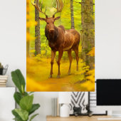 *~* Nature AP49 MOOSE Wald Fall Gelb Poster (Heimbüro)