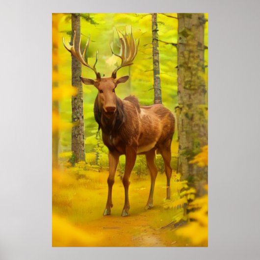 *~* Nature AP49 MOOSE Wald Fall Gelb Poster (Vorne)
