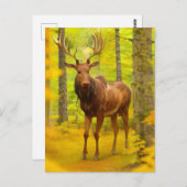 *~* Nature AP49 MOOSE Wald Fall Gelb Postkarte (Vorne/Hinten)