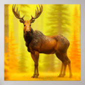 *~* Nature AP49 MOOSE Wald Fall Gelbe Sonne Poster (Vorne)