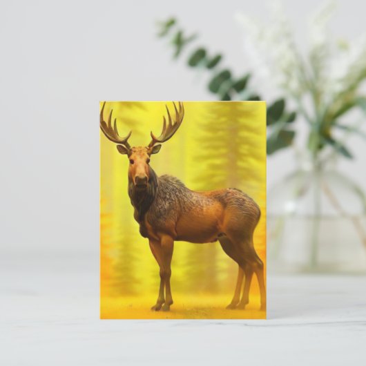 *~* Nature AP49 MOOSE Wald Fall Gelbe Sonne Postkarte (Stehend Vorderseite)