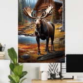 *~* Nature AP49 Stream MOOSE Forest Hütte Kabine Poster (Heimbüro)