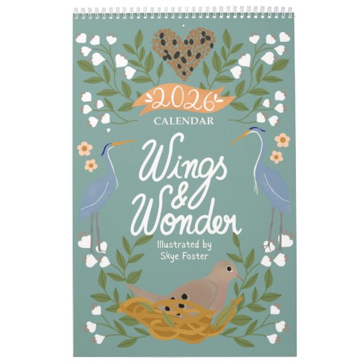 Nature Art Calendar with Backyard Birds & Flowers Kalender (Titelbild)