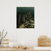 Nature Art Poster Lachs Angeln Bärenart Drucken (Küche)