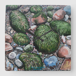 Nature Beach Rocks Modern Quadratische Wanduhr