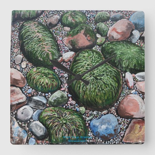 Nature Beach Rocks Modern Quadratische Wanduhr (Vorderseite)