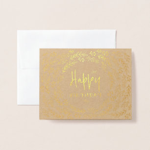 Nature Blätter Happy Birthday Foil Card Folienkarte
