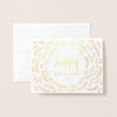 Nature Blätter Happy Birthday Foil Card Folienkarte (Vorderseite mit Umschlag)
