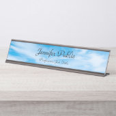 Nature Blue Sky White Clouds Moderne Elegante Tren Schreibtischnamensplakette (Vorderseite )
