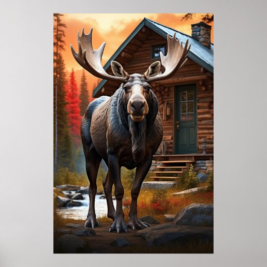*~* Nature Cabin STREAM AP49 MOOSE Forest Poster (Vorne)