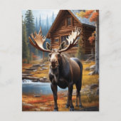 *~* Nature Cabin STREAM AP49 MOOSE Forest Postkarte (Vorderseite)