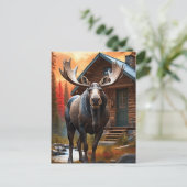 *~* Nature Cabin STREAM AP49 MOOSE Forest Postkarte (Stehend Vorderseite)