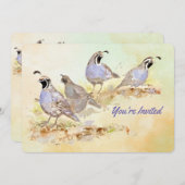 Nature California Quail Bird Birthday Party Einladung (Vorne/Hinten)